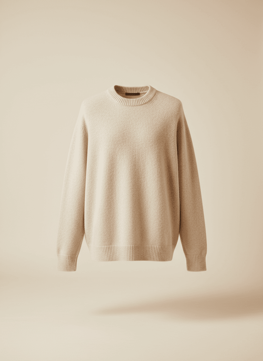 Cotton-Cashmere Crewneck in Ecru