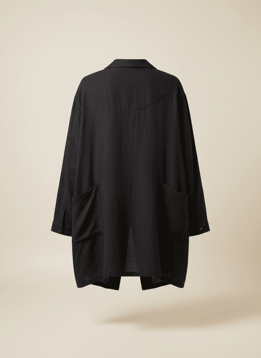 Linen-Blend Overshirt in Black