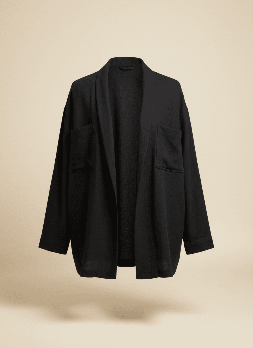 Linen-Blend Overshirt in Black